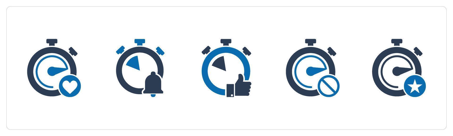 A set of 5 business icons as favorite time, time notification, like time vector