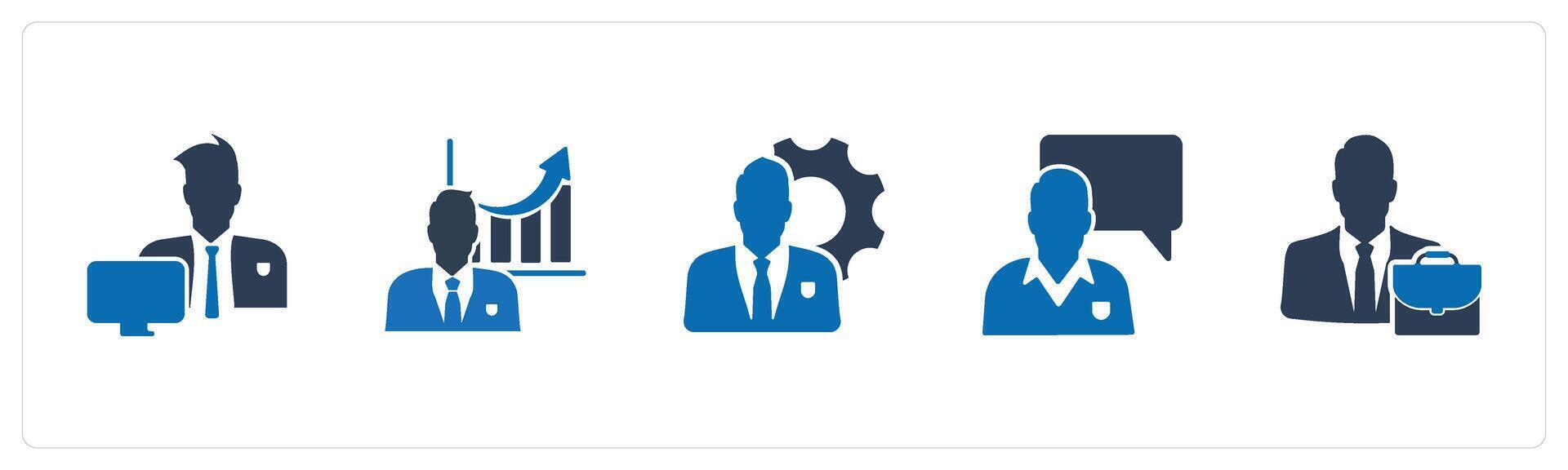 A set of 5 business icons as office work, business growth, business management vector