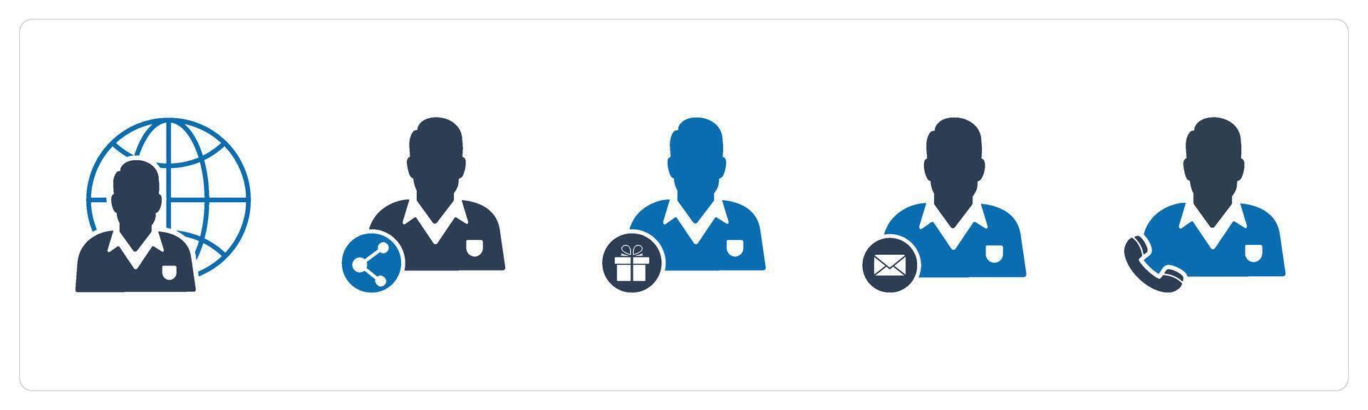 A set of 5 business icons as global business, share owner, business present vector