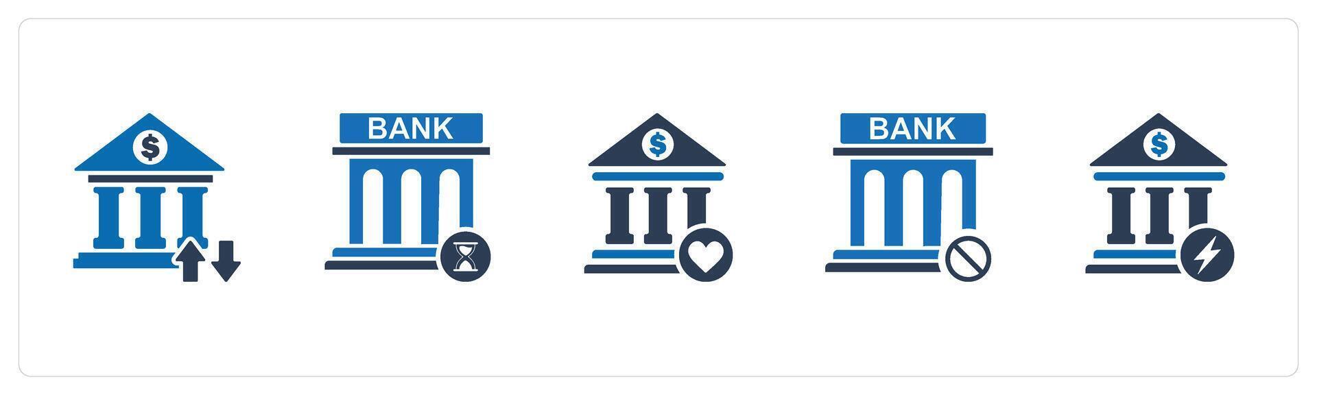 A set of 5 business icons as bank transaction, bank time, favorite time vector