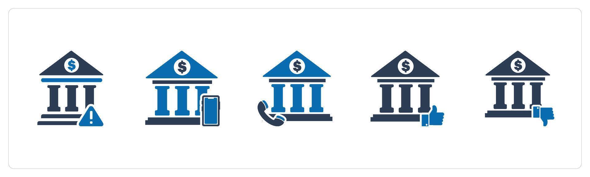 A set of 5 business icons as bank maintenance, digital banking, call bank vector