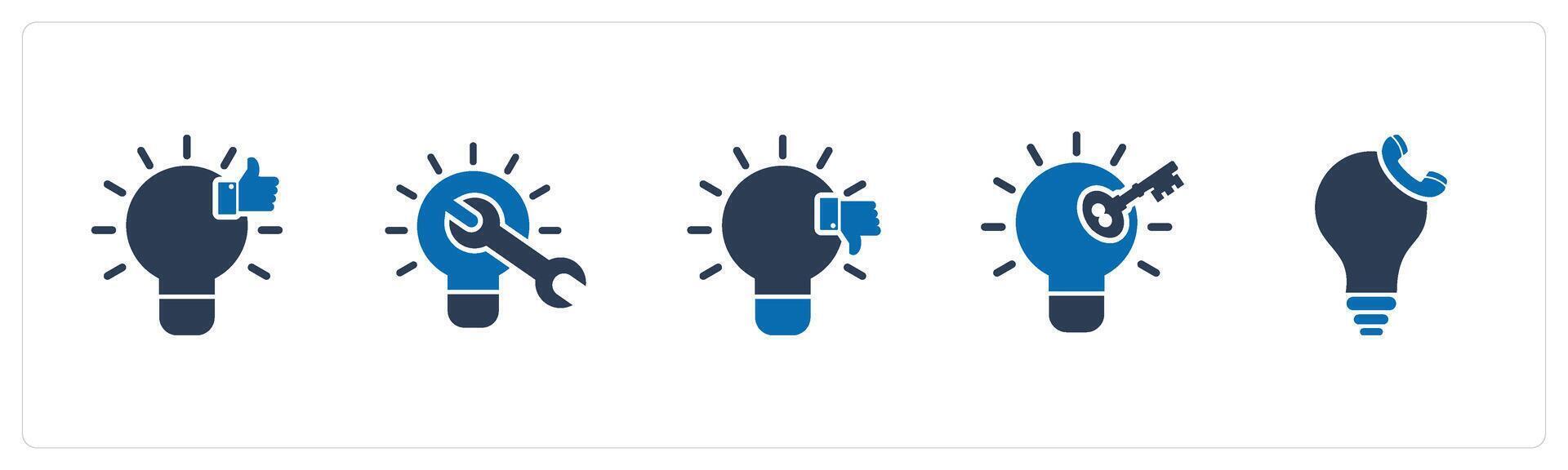 A set of 5 business icons as like idea, fix idea, dislike idea vector
