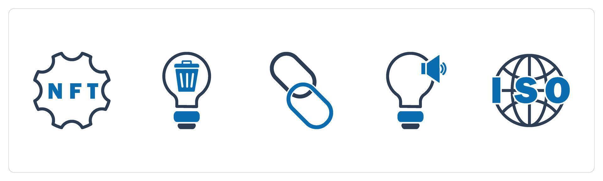 A set of 5 business icons as nft, recycle idea, link vector