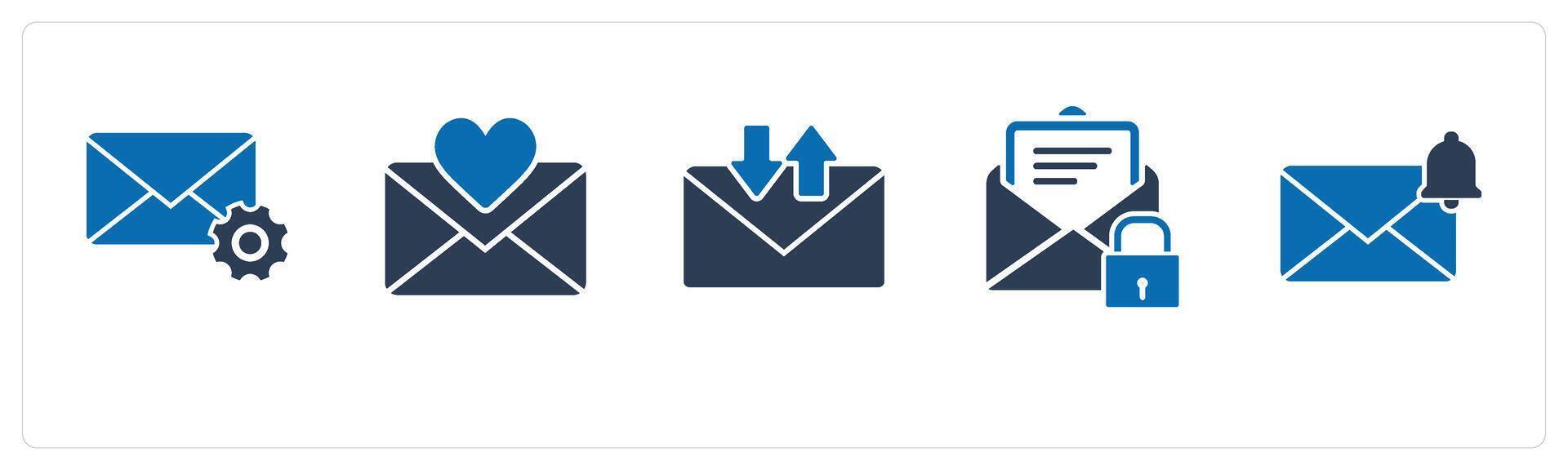 A set of 5 business icons as message setting, favorite message, message vector