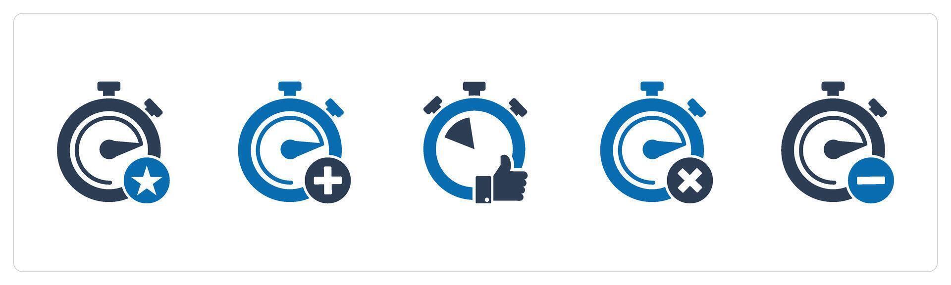 A set of 5 business icons as favorite time, add time, like time vector