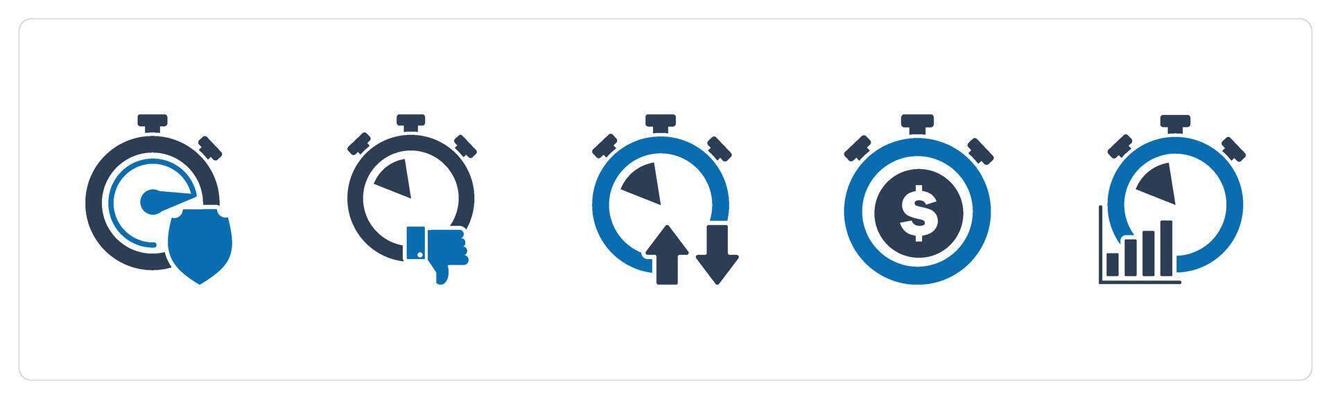 A set of 5 business icons as time security, like time, synchronize time vector