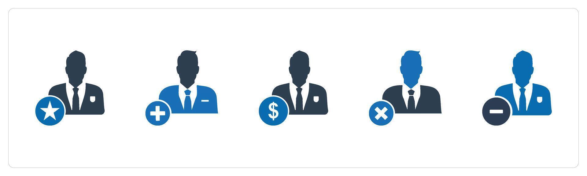 A set of 5 business icons as star employee, add user, accountant vector
