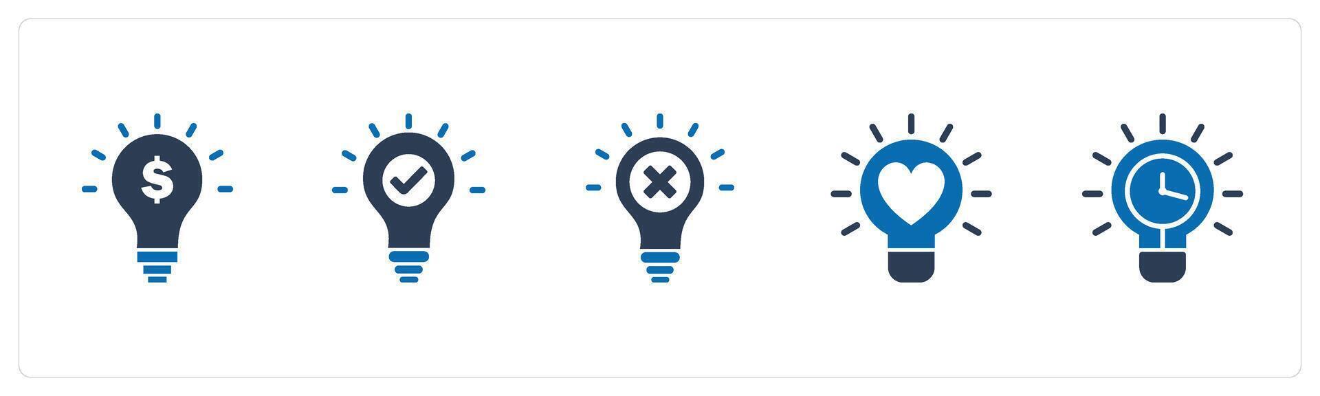 A set of 5 business icons as financial idea, approve idea, wrong idea vector