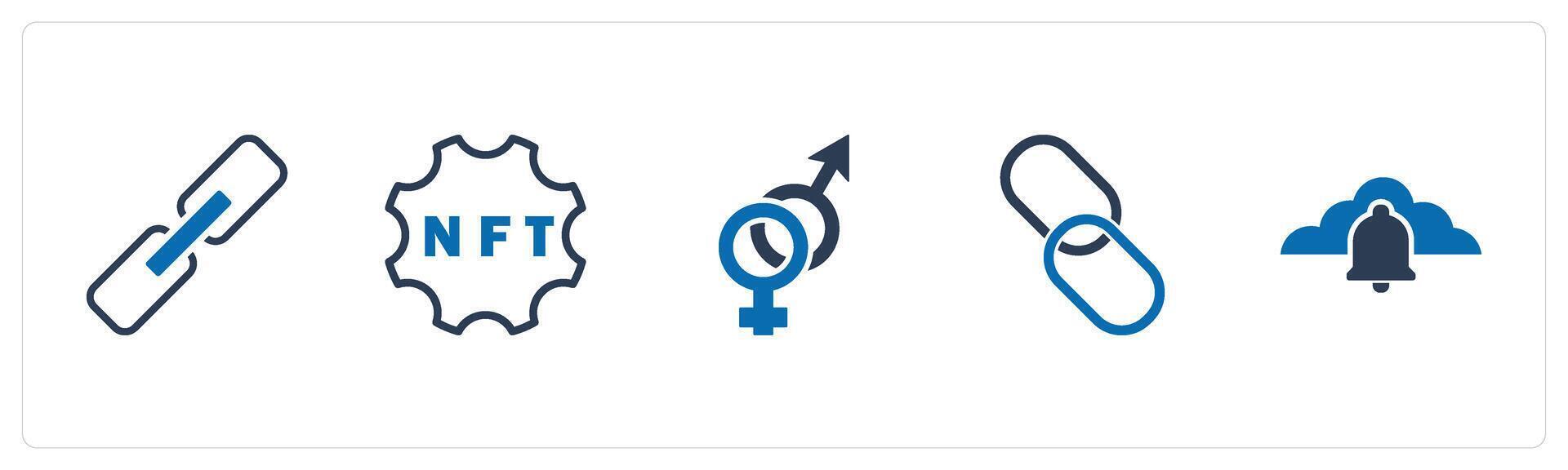 A set of 5 business icons as link, nft, gender vector