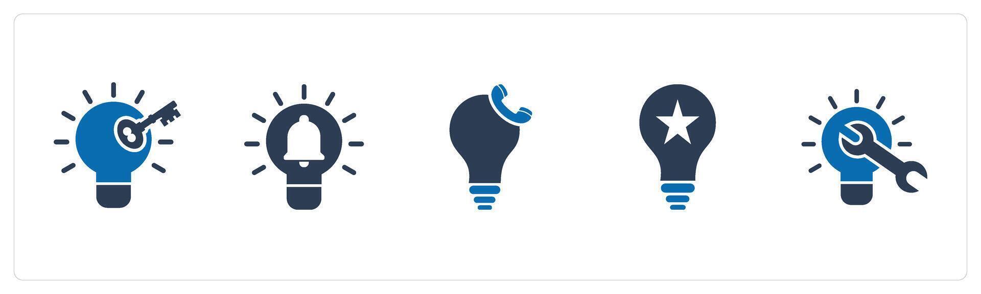 A set of 5 business icons as key point, idea notification, calling idea vector