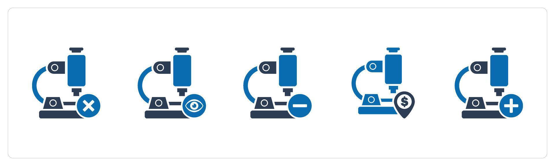 A set of 5 business icons as remove microscope, view microscope, financial microscope vector