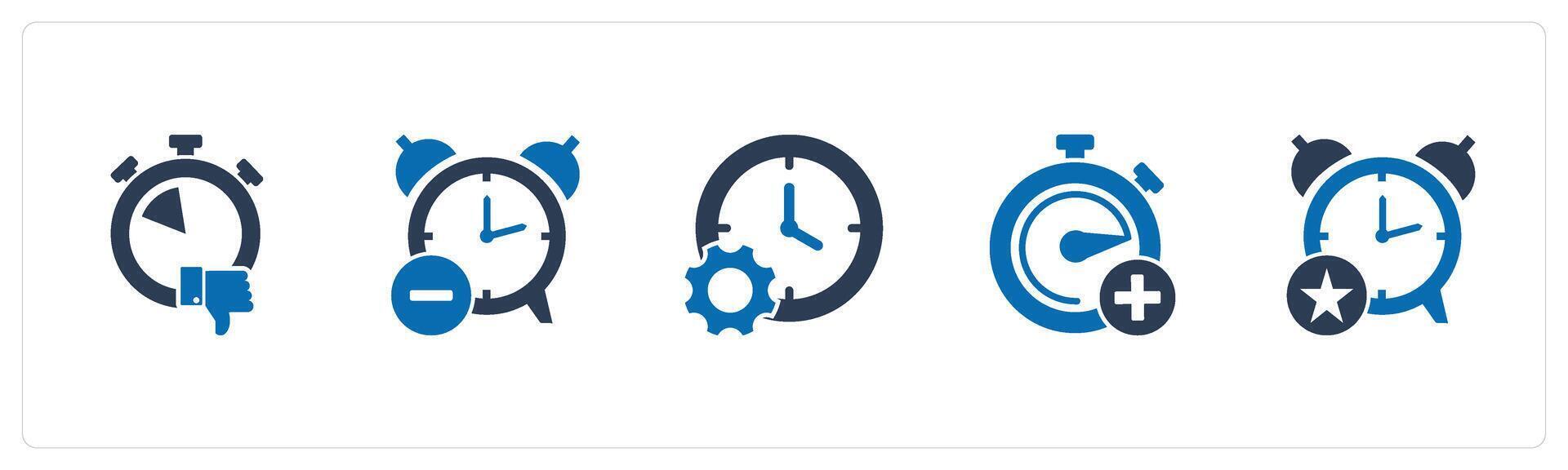 A set of 5 business icons as like time, reduce time, time management vector