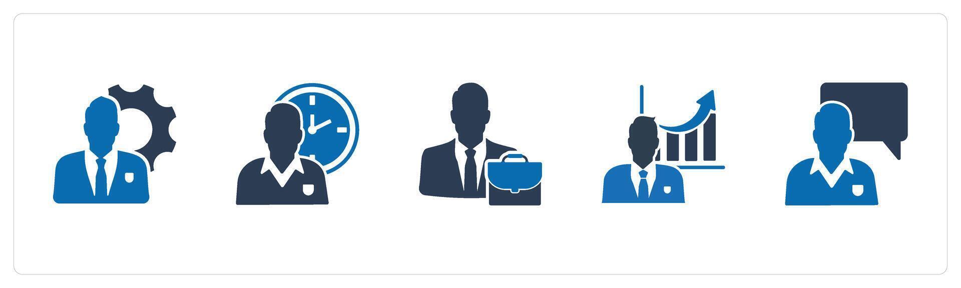 A set of 5 business icons as business management, time management, business portfolio vector