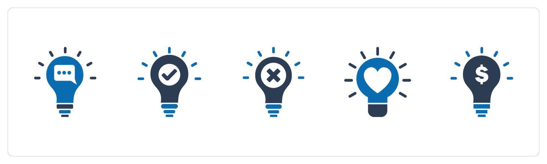 A set of 5 business icons as message idea, approve idea, wrong idea vector