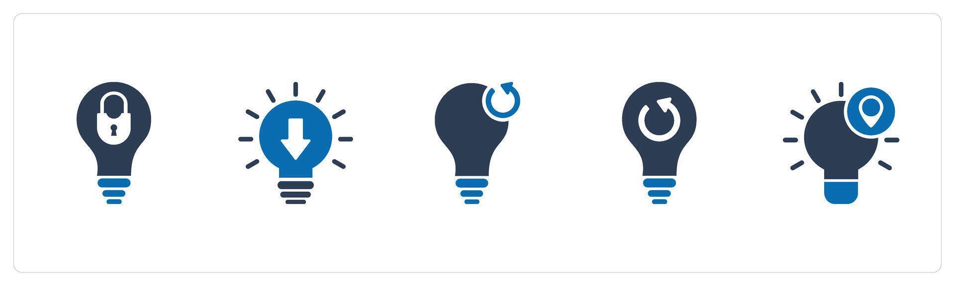 A set of 5 business icons as idea security, inspiration, refresh idea vector