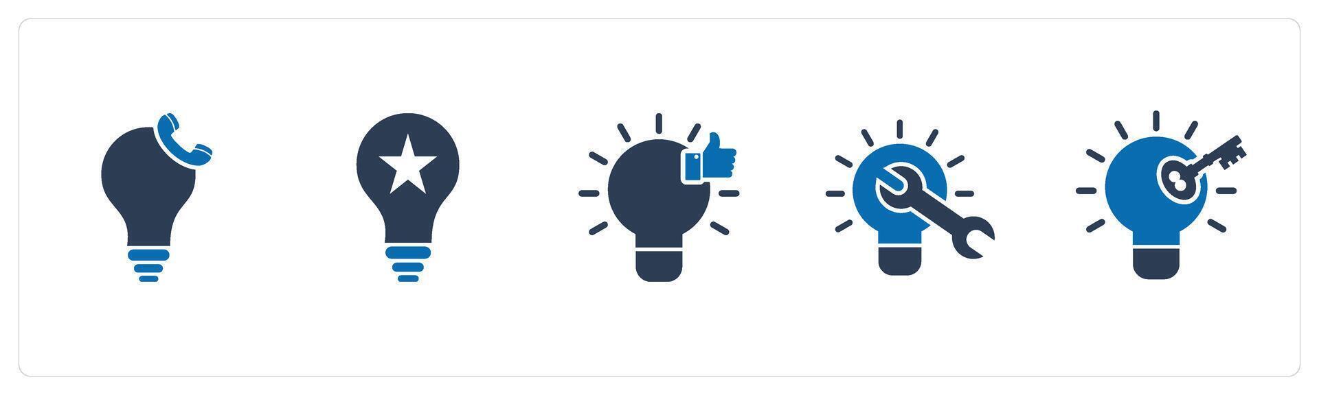 A set of 5 business icons as calling idea, creative idea, like idea vector