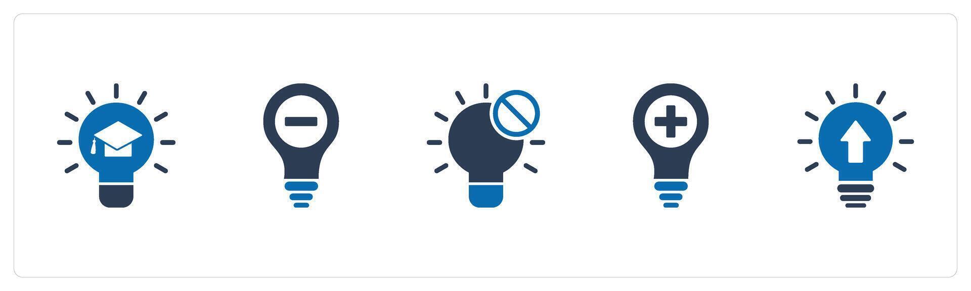 A set of 5 business icons as education idea, remove idea, idea vector