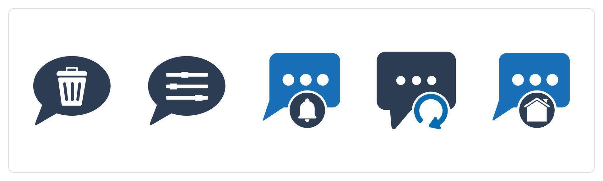 A set of 5 Contact icons as remove message, message settings, message notification vector