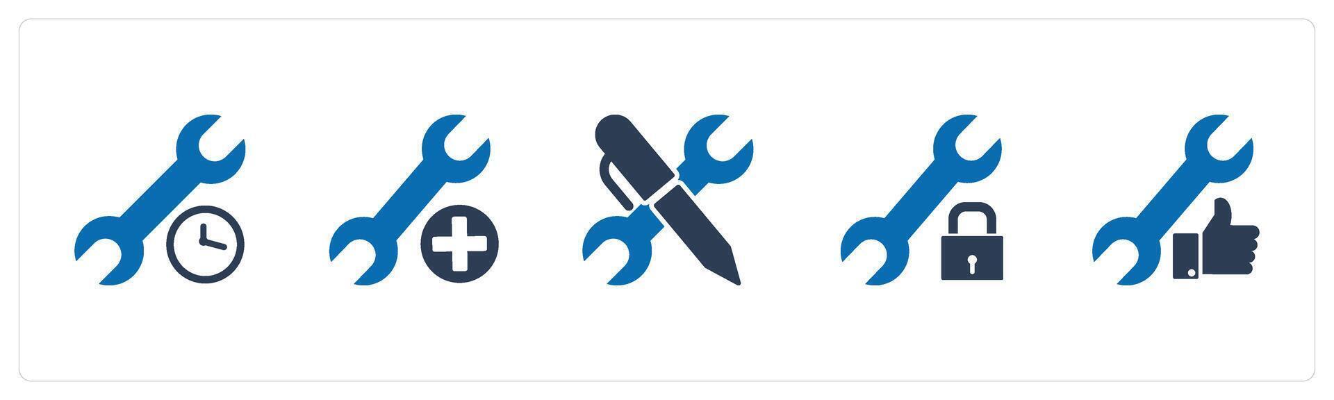 A set of 5 Contact icons as time setting, add setting, edit setting vector