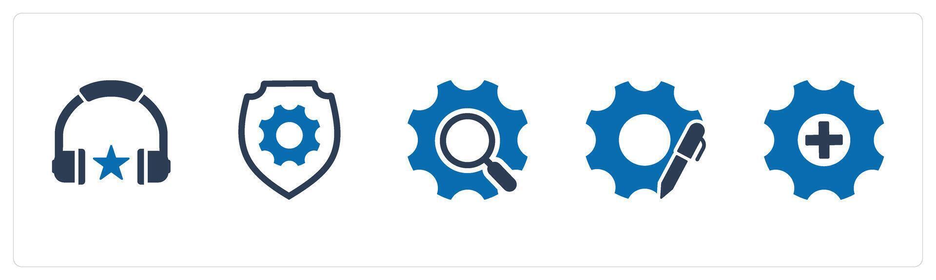A set of 5 Contact icons as favorite music, setting security, setting search vector