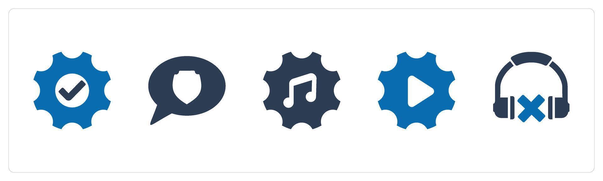 A set of 5 Contact icons as setting, message security, music setting vector