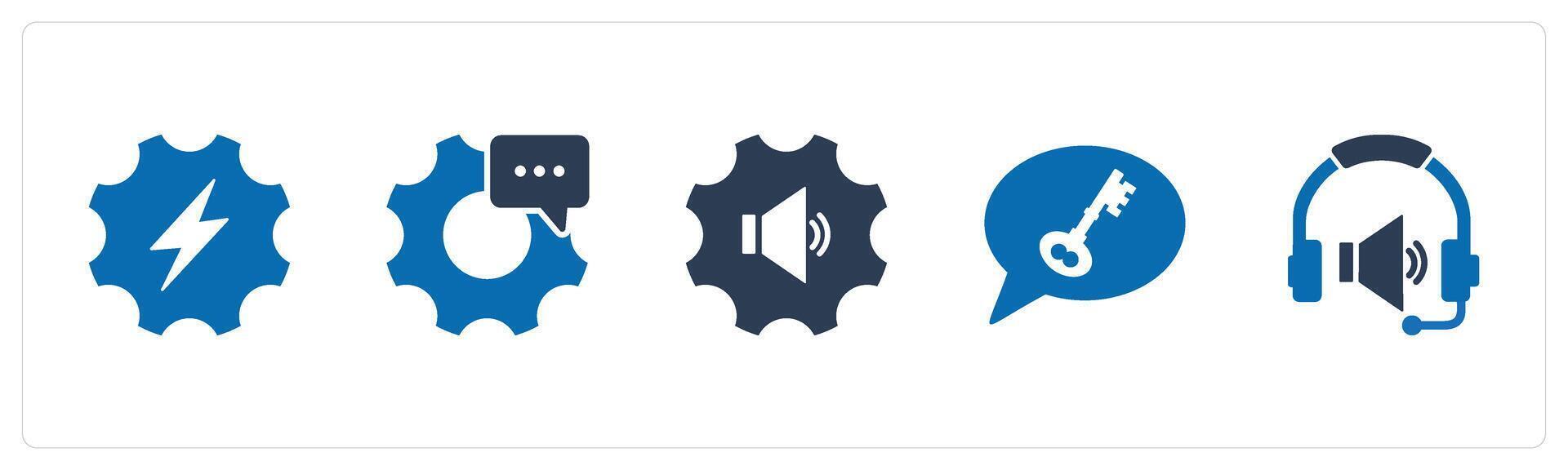 A set of 5 Contact icons as setting, setting message, volume settings vector