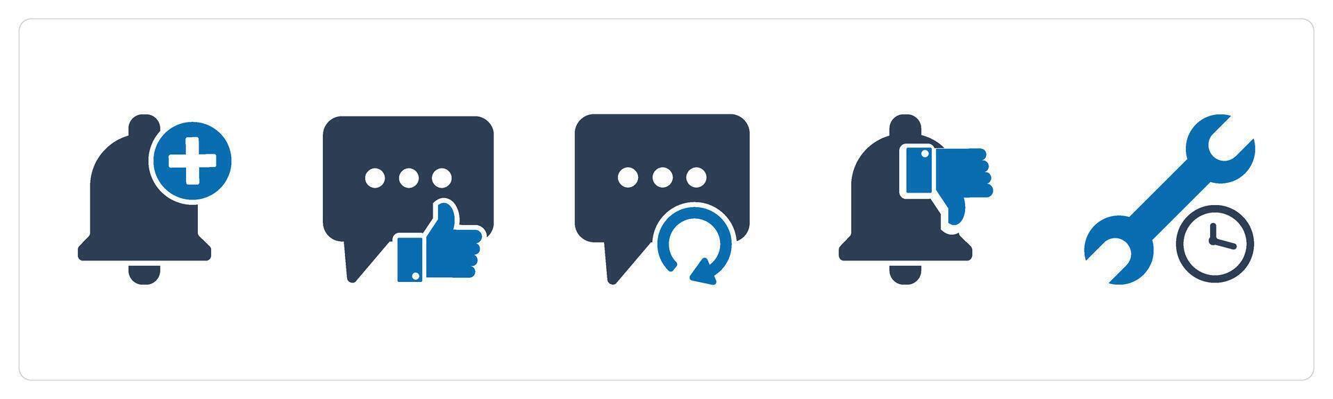 A set of 5 Contact icons as add notification, dislike message, refresh message vector