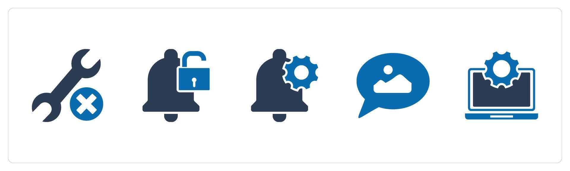 A set of 5 Contact icons as maintenance, protection, notification setting vector