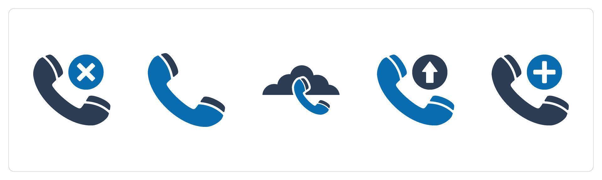 A set of 5 Contact icons as remove call, call, cloud call vector
