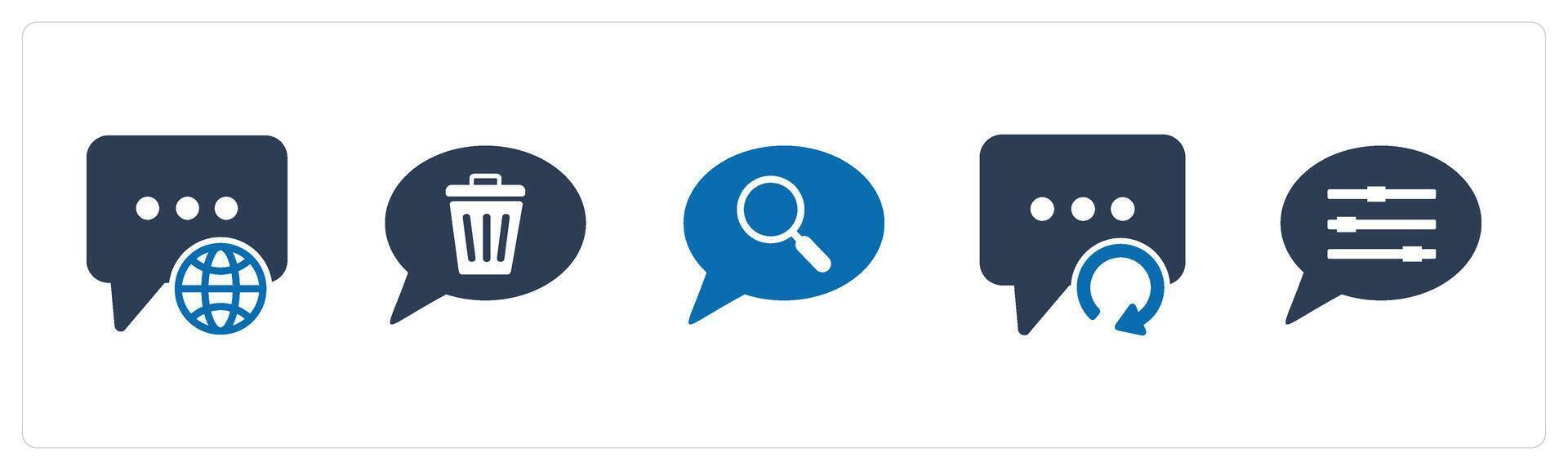 A set of 5 Contact icons as international message, remove message, search message vector