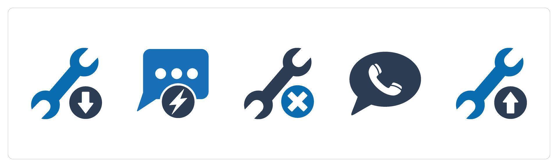 A set of 5 Contact icons as maintenance, fast message, call message vector