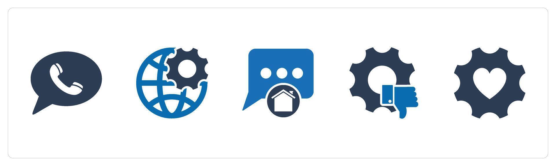 A set of 5 Contact icons as call message, global setting, home message vector