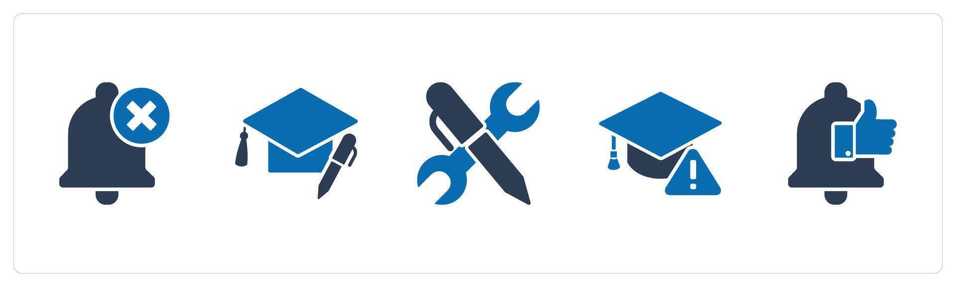 A set of 5 Contact icons as wrong notification, edit education, edit setting vector