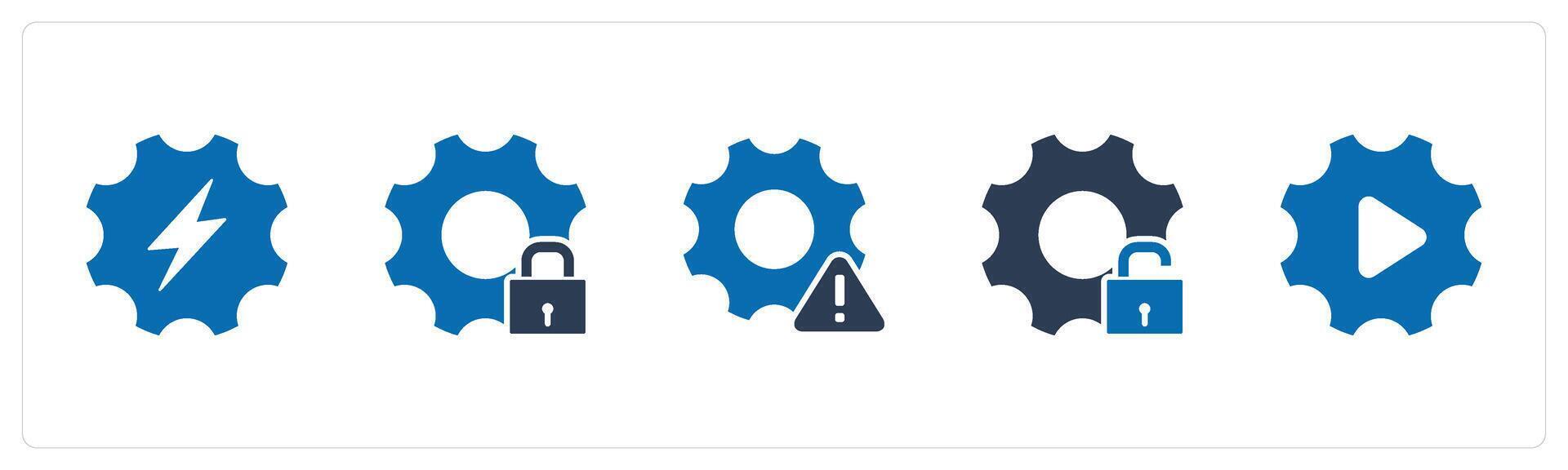 A set of 5 Contact icons as setting, setting protection, setting maintenance vector