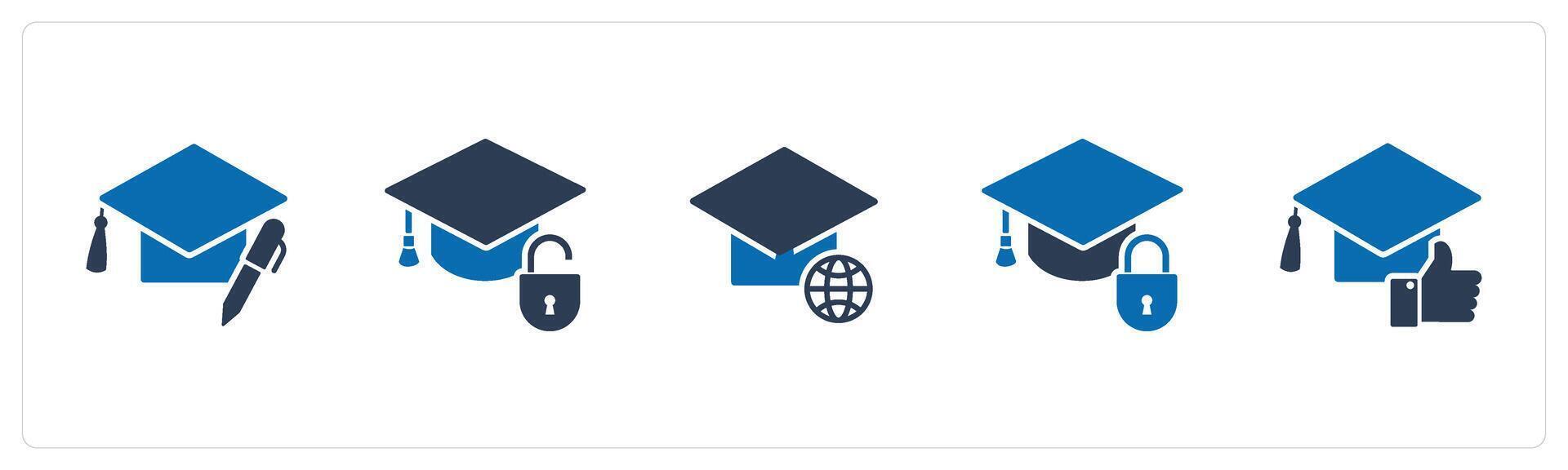A set of 5 Contact icons as edit education, education security, global study vector