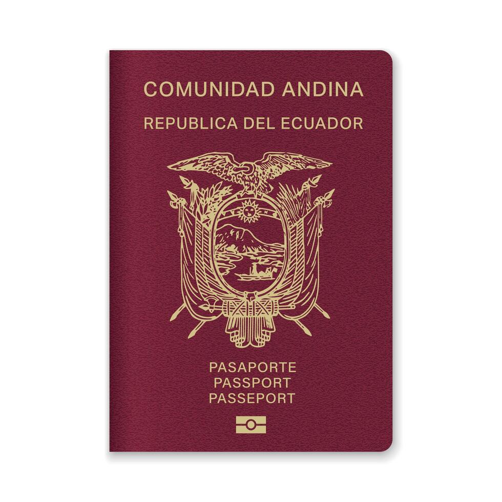 Ecuador Passport Cover with Gold Emblem and Text vector