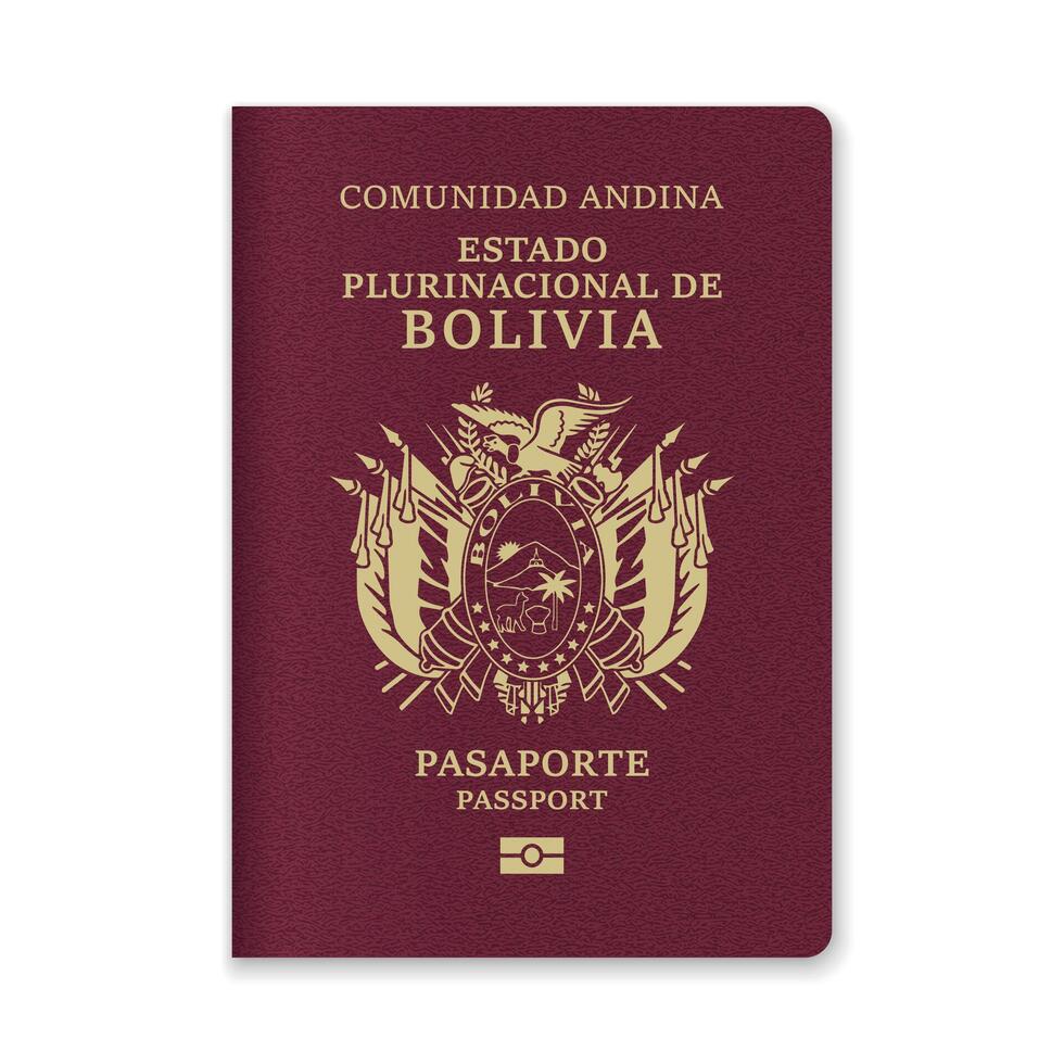 Bolivia Passport Cover with Gold Emblem and Text vector