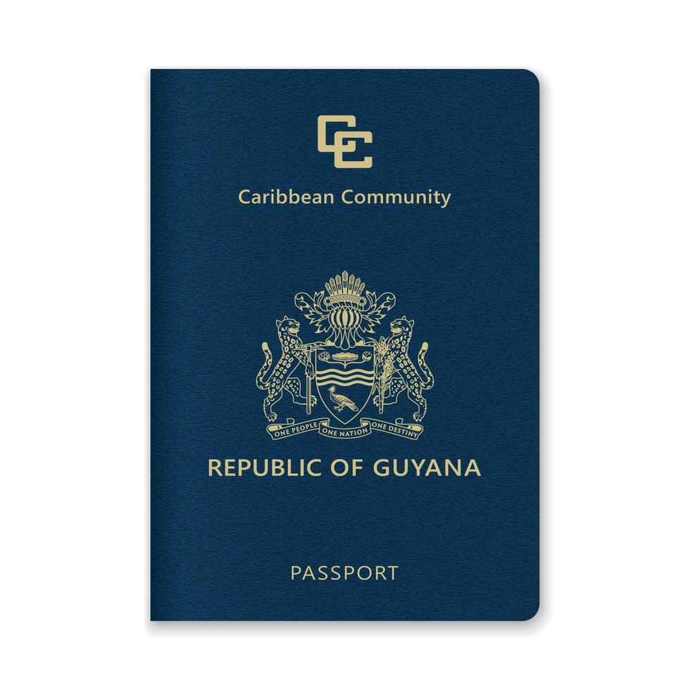 Guyana Passport Cover with Gold Emblem and Text vector