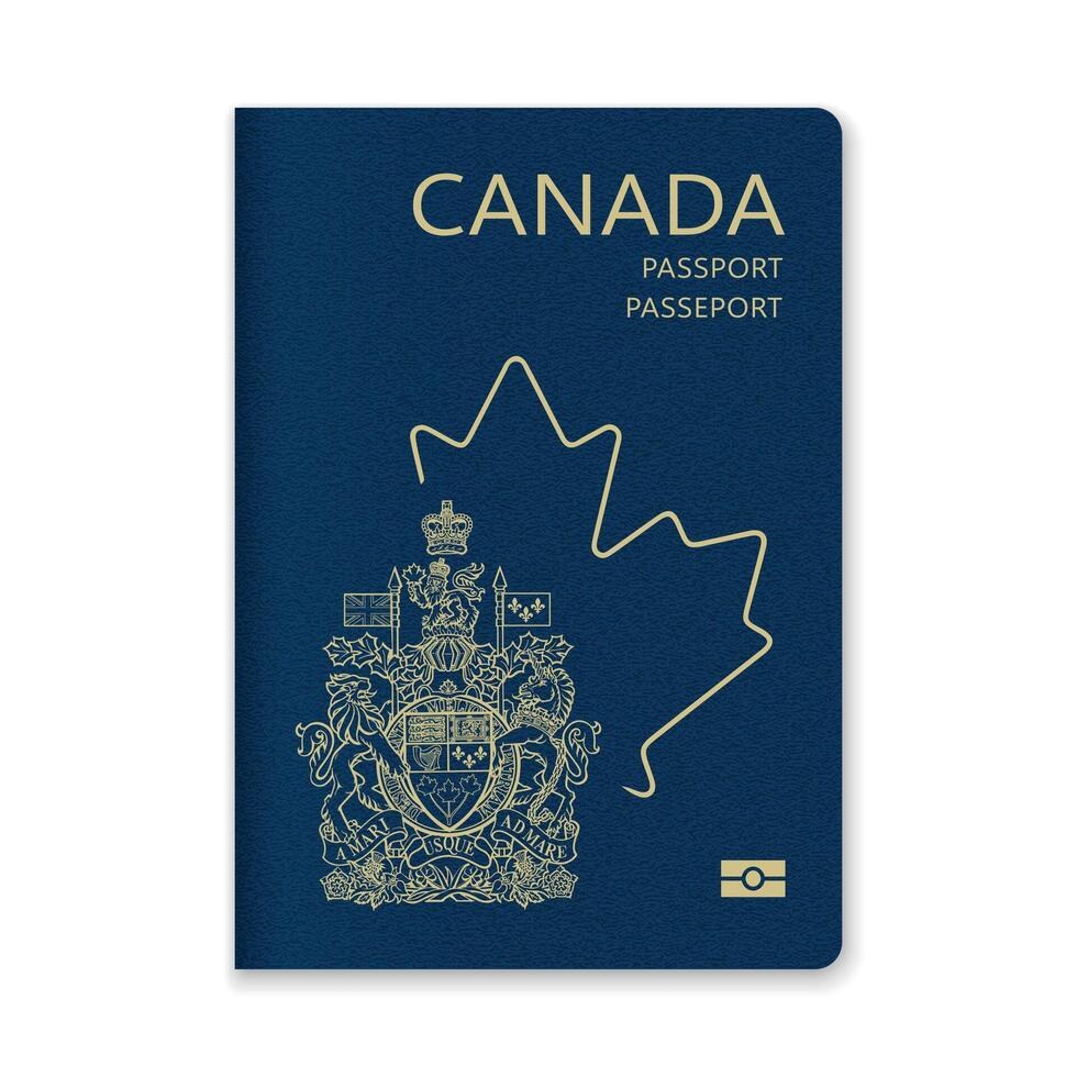 Canada Passport Cover with Gold Emblem and Text vector