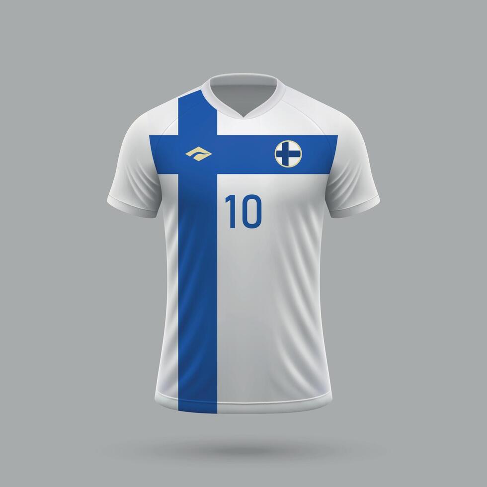 3d realistic soccer jersey Finland national team 2024 vector