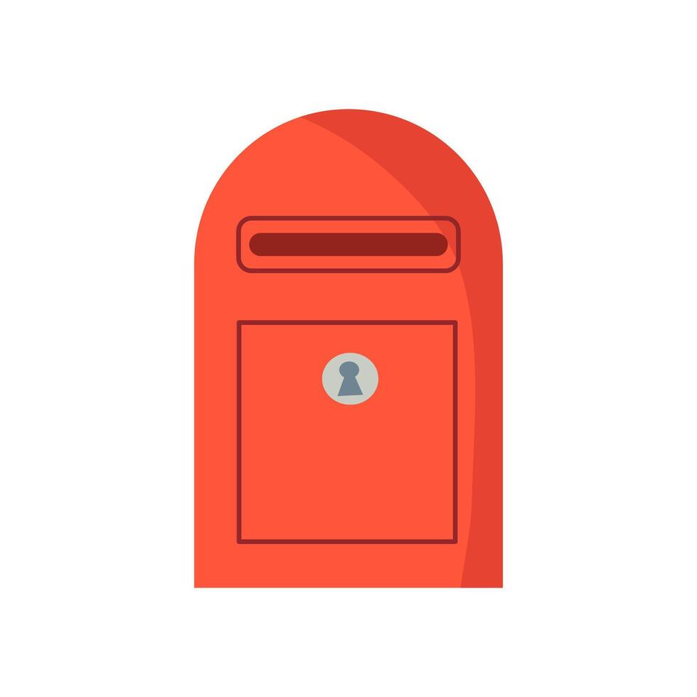 Small red Mail box illustration in flat style. Doodle mail box isolated on white background for logo banner or other design uses. vector