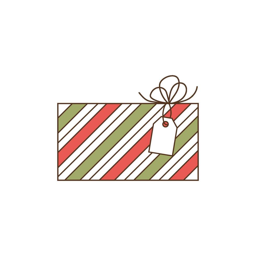 Festive gift box with bow. Christmas and New Year's gift, a surprise for the birthday. Illustration in a minimalistic design vector