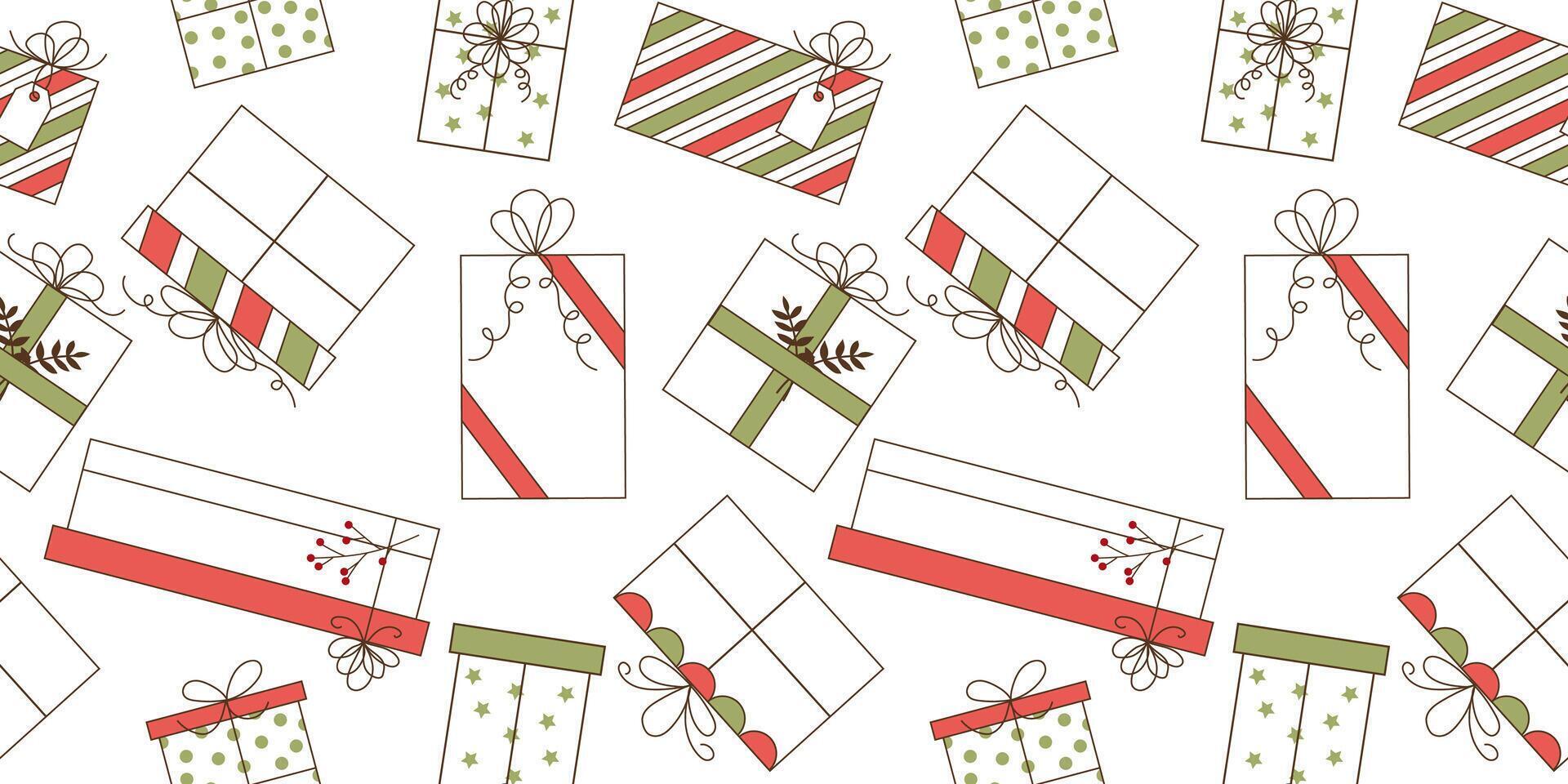 Seamless pattern with gift boxes. Christmas and New Year gifts. Festive design for packaging, background vector