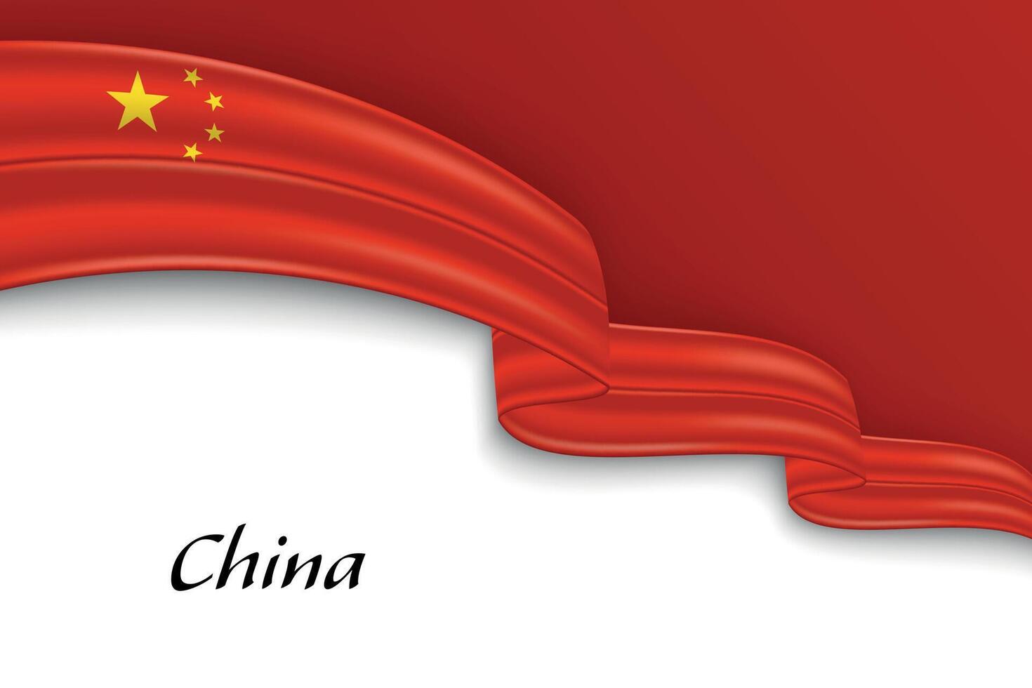Waving ribbon with flag of China vector