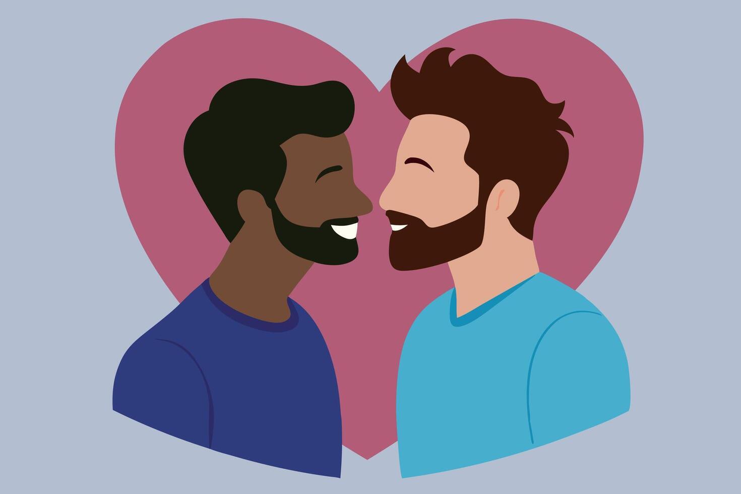 Silhouettes of love couple men in romantic relationships. Pride month concept. flat illustration vector