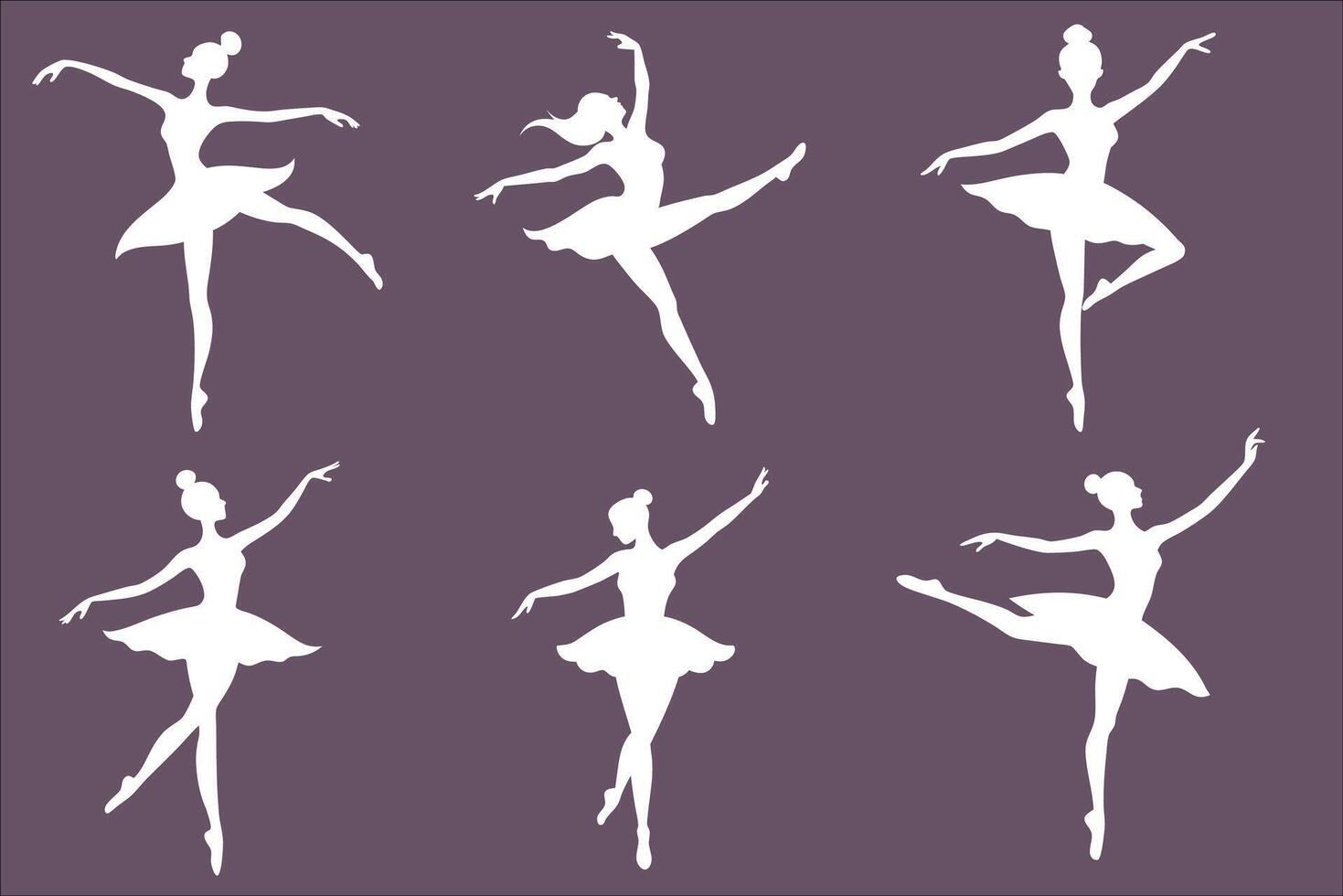 Collection of white ballerina silhouettes isolated vector