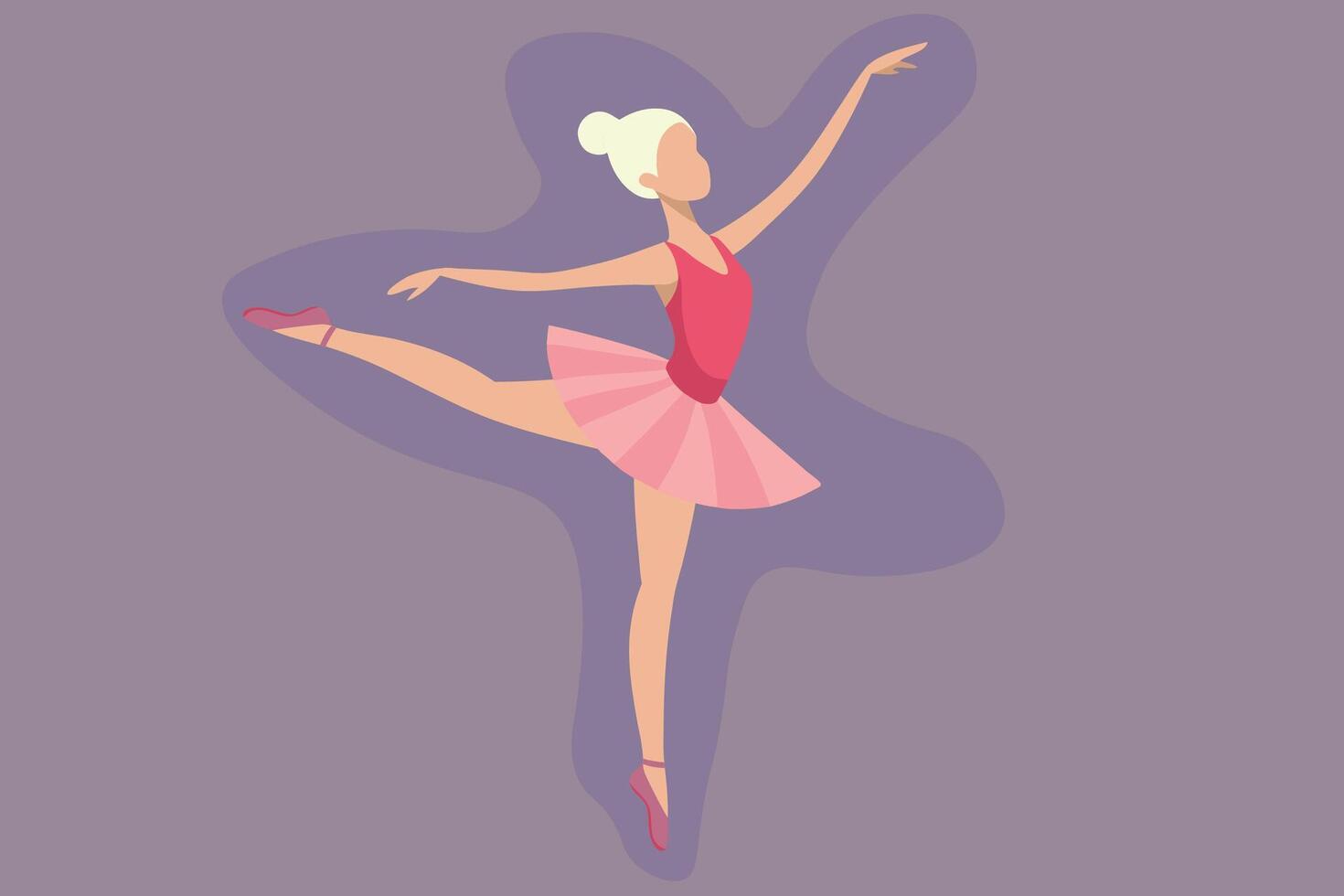 Girl ballerina dancer silhouette dancing wearing pink tutu dress flat illustration vector