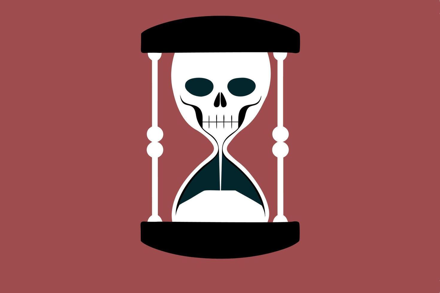 Hourglass with a skull. Symbol of time life and death. Flat illustration vector