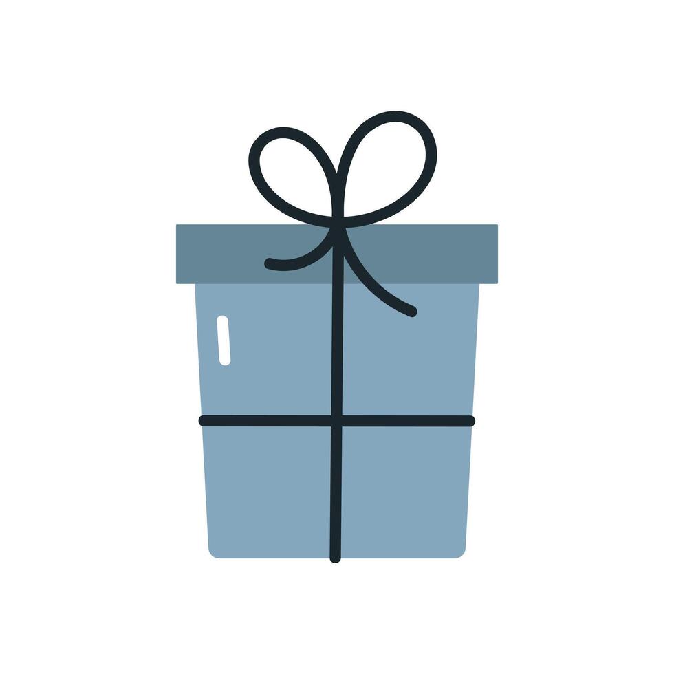 Blue gift box with a bow. Isolated on white background. Sale, shopping concept. Element for birthday, Christmas. vector