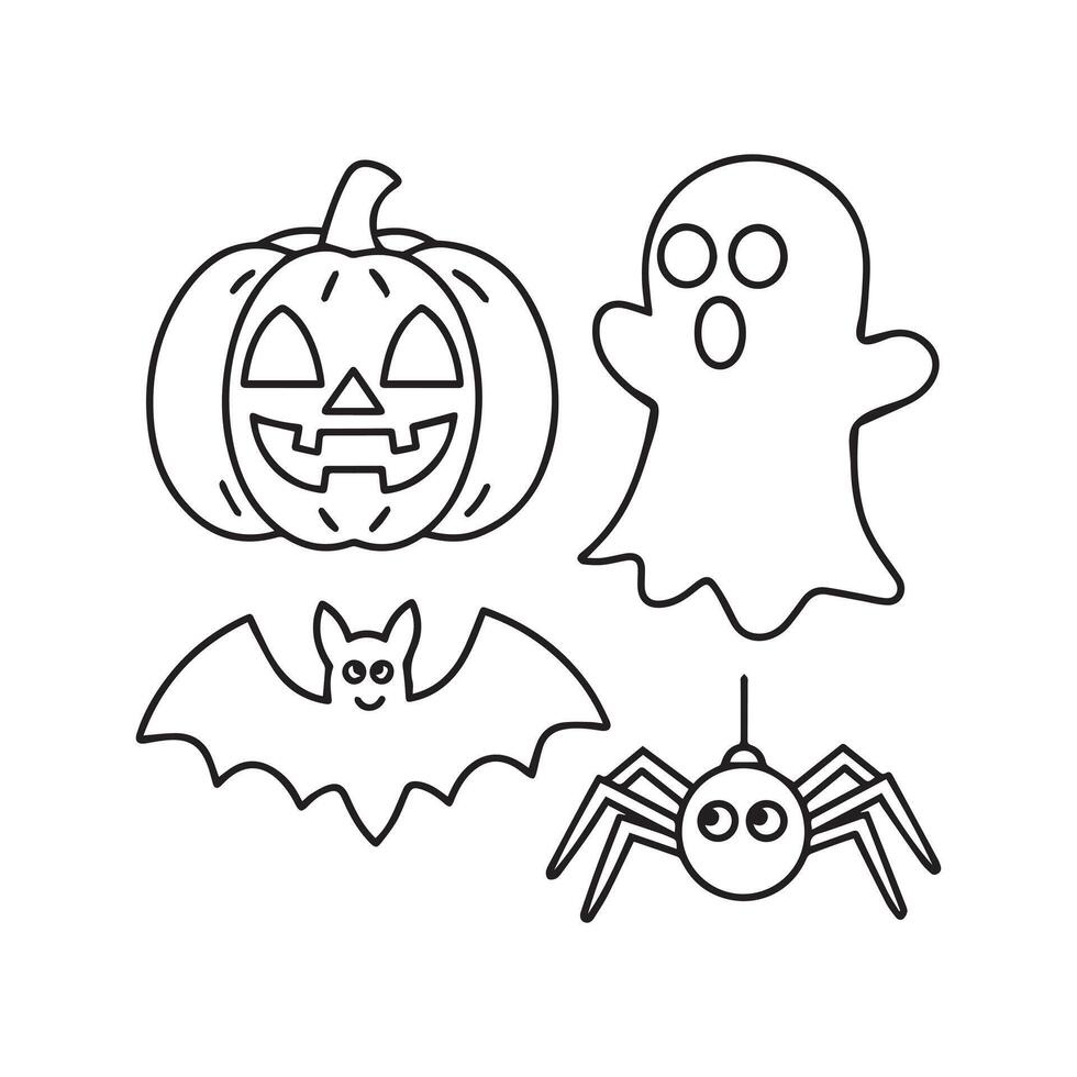 four Halloween elements design vector